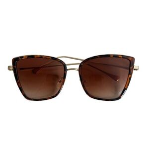 Womens Tortoise Cat‎ Eye Sunglasses Fashion Gold Accent Brown Gradient Lens